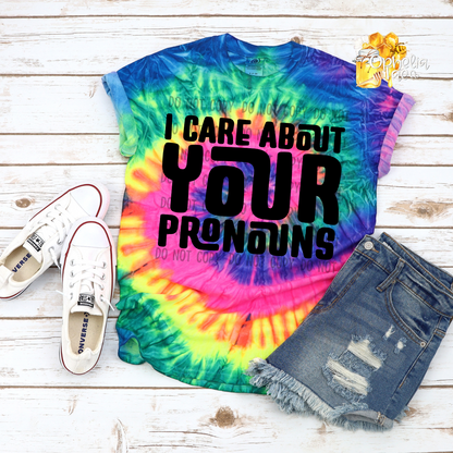 Single Color I Care About Your Pronouns T-Shirt